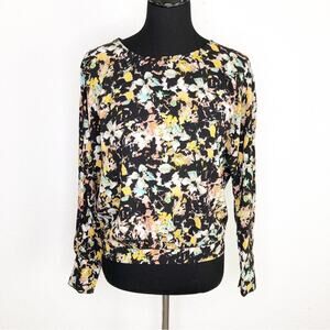 lr black watercolor floral open back top size Small
